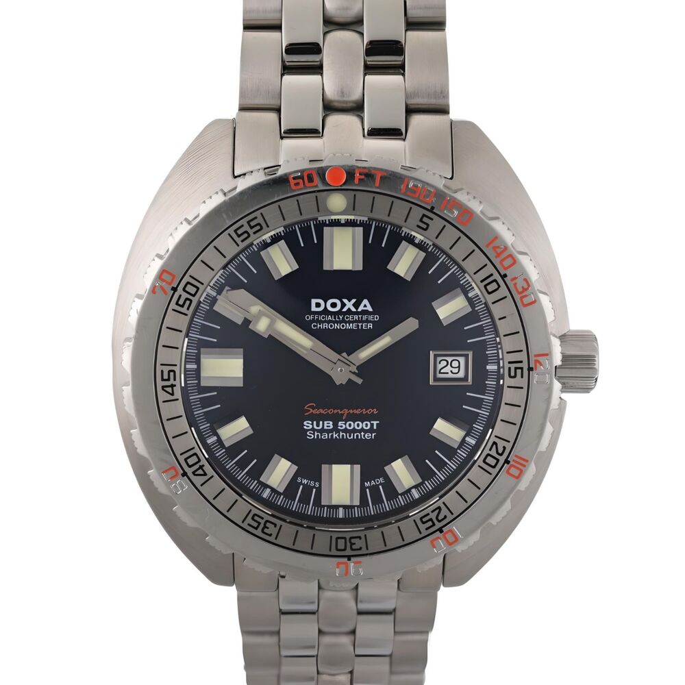 Doxa Sea Conqueror Shark Hunter Sub 5000T L.E. Automatic 45mm Watch w/B&P